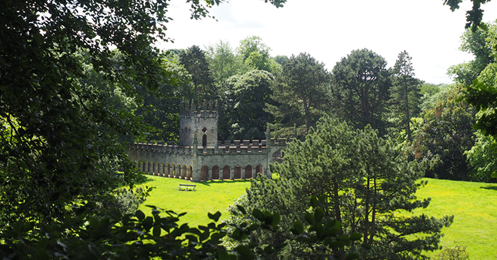 view of the deer house surrounded by parkland at Auckland Castle Deer Park
